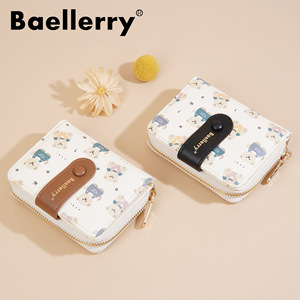 Baellerry Women's Short Wallet With Zipper And Snap Clasp <b>Cute</b> Cartoon <b>Bear</b> Print Multifunctional Everyday Use - Product Image 3