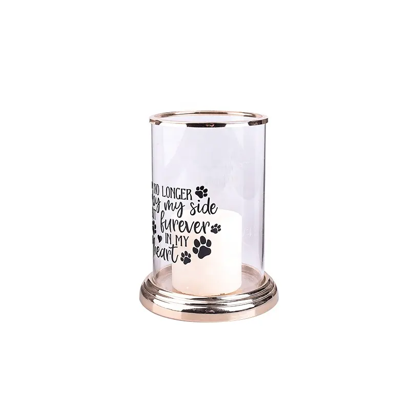 Memorial Gifts Sympathy Candle Holder Clear Glass Hurricane Candle Holder in Loving Memory Message Printed on Glass