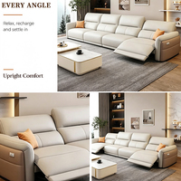 Canapé inclinable électrique de luxe en cuir italien, sans accoudoirs, multi-angles réglables, avec moteur silencieux