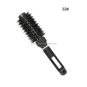 Brosses rondes professionnelles pour coiffeurs à double poils, avec manche en caoutchouc et poils de sanglier mélangés, logo personnalisé - Product Image 4