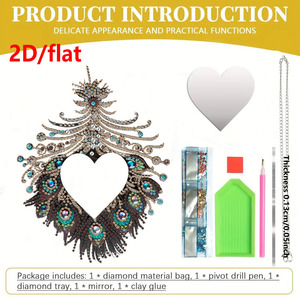 Kit de miroir mural DIY Diamond Art à <span class=keywords><strong>peinture</strong></span> diamantée complète, avec miroir plat 2D et outils complets pour la décoration intérieure - Product Image 6