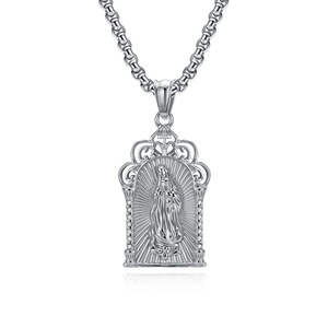 Collar de la Virgen María de estilo único y popular, chapado en acero de titanio con oro de 18 quilates, joyería de alta gama y única. - Product Image 5