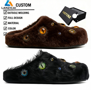 Mules polyvalentes personnalisables en fourrure pour hommes et femmes, à bout fermé, à semelle épaisse et plateforme, pour l'hiver, grandes tailles - Product Image 1
