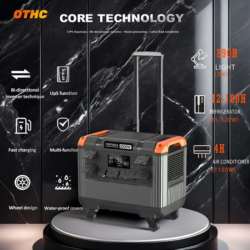 OTHC-T30 3000 Вт, мощность 2688WH, 3 модели зарядки, Lifepo4, светодиодный дисплей, система управления батареями для наружного использования