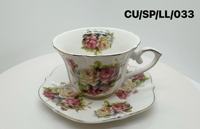 Tasse à café et thé en céramique élégante vintage britannique avec motif floral et bordure dorée 200ml ensemble soucoupe de luxe