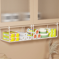 Étagère de rangement pliable pour cuisine, support suspendu en métal, organisateur en maille métallique, support mobile pour film alimentaire, bols et assiettes