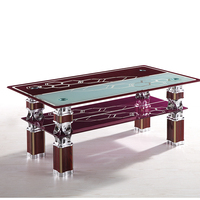 Table basse carrée moderne en verre trempé de luxe pour salon, MOQ 200