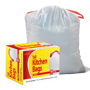 GRS Recycled <b>Plastic</b> Drawstring Garbage Bags Perforated on <b>Roll</b> - Product Image 1