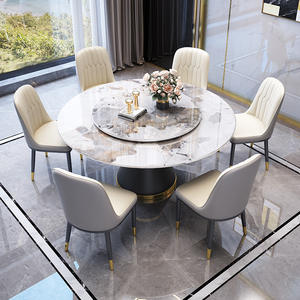 Juego de mesa de comedor con placa de roca de Metal minimalista moderno, muebles ligeros de lujo para el hogar para restaurantes, hoteles, característica estable - Product Image 6