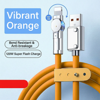 180 °   Cable Tipo-C Giratorio, Carga Rápida de 120W 6A, Cable de Datos Blindado con Trenzado de Aleación de Zinc para iPhone/Impresora