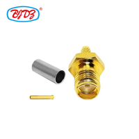 Prix usine plaqué or SMA femelle Jack à sertir pour RG174 RG316 LMR100 câble RF coaxial connecteurs coaxiaux en stock