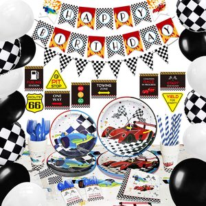 Articles de fête sur le thème des voitures de course pour l'anniversaire des garçons - Product Image 1