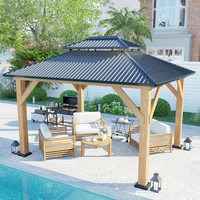 Pavillon extérieur en bois Jardin Cour Villa toit en aluminium pavillon d'ombrage Style de loisirs chinois
