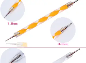 13cm 5Pcs Nails Art Pen Acrylic Double-Head Dot Pens Spiral Rod Set Dot Needle Sticky Diamond Pen Beauty Manicure Supplies Tools