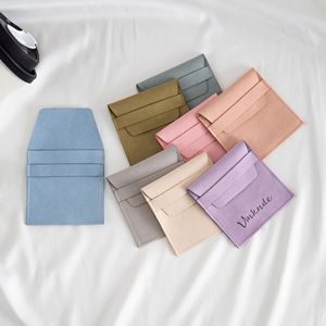 Pochette carrée en microfibre de velours pour bijoux, avec rabat, anti-poussière, pour bagues et colliers, emballage général - Product Image 3
