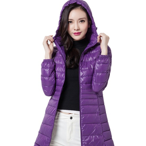 Veste en duvet version coréenne avec logo OEM, grande taille 7XL, veste en duvet légère pour <span class=keywords><strong>femme</strong></span>, coupe ajustée, grande veste en duvet à capuche <span class=keywords><strong>mi</strong></span>-<span class=keywords><strong>longue</strong></span> - Product Image 1