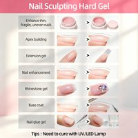 Gel dur sculptant rose clair pour extension d'ongles, fixation de strass, marque privée OEM ODM, pour salon de manucure, commande en gros