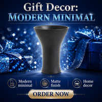Vase en céramique noire mate avec deux poignées en boucle, design Art Déco, décoration de luxe pour la maison, vase à fleurs pour mariage