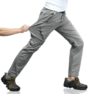 กางเกงคาร์โก้แห้งเร็วสำหรับผู้ชาย,กางเกงขายาวสำหรับแค้มปิ้งน้ำหนักเบามีซิปกระเป๋าสำหรับเดินทางกิจกรรมกลางแจ้งสำหรับฤดูร้อน