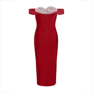 Robe de soirée longue rouge, épaules dénudées, élégante, moulante, pour femmes, nouvelle collection <span class=keywords><strong>2022</strong></span>, C3099 - Product Image 4