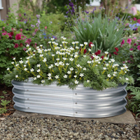 Grande jardinière rustique moderne en métal galvanisé Jardin surélevé ovale de luxe Petit pot de fleur Plantation extérieure pour la maison Plancher de pépinière