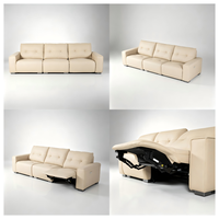 Ensemble de canapés inclinables électriques en cuir de haute qualité, design moderne, avec fonction extensible, structure en bois massif, télécommande, conception modulaire