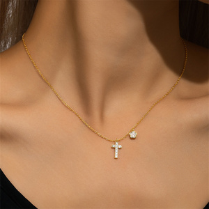 Collares de Moda para Mujer en Oferta, Joyería de Alta Calidad, Chapado en Oro de 18K, Collar de Plata de Ley 925 con Cruz y Trébol - Product Image 4