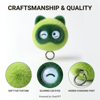 Porte-clés en peluche intelligent Green Bear ChatGPT avec LED variable lumineuse, Q&A instantané intelligent, personnalisation en petite série, jouet IA hors ligne