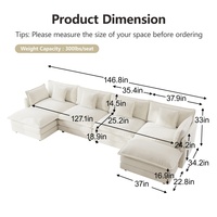 Sofá Modular en Forma de U de Lujo, Sofá Reversible en Forma de U, Chaise Longue Grande de Chenilla, Otomanas Dobles Extra Grandes