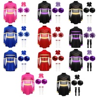6-16 4 pièces filles Cheer uniformes à manches longues Performance porter compétition rose vente en gros personnalisé école Cheerleading uniformes