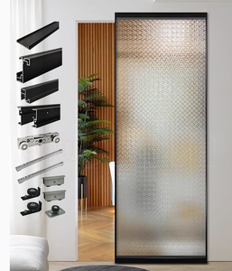 Kit <span class=keywords><strong>de</strong></span> Puerta Corredera <span class=keywords><strong>de</strong></span> Vidrio Simple sin Rieles con Marco <span class=keywords><strong>de</strong></span> <span class=keywords><strong>Aluminio</strong></span> Moderno QIWIN QW-601 con Amortiguador Hidráulico <span class=keywords><strong>de</strong></span> Cierre Suave <span class=keywords><strong>para</strong></span> Uso Interior - Product Image 3