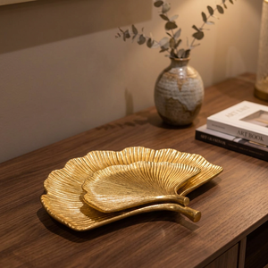 Bandeja Decorativa de Metal con Hojas de Ginkgo Doradas, Plato de Servir de Hierro, Decoración Moderna para el Hogar, Centro de Mesa, Venta al Por Mayor - Product Image 5
