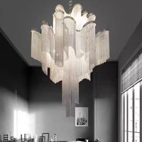 Lustre à pampilles de style italien, luxe léger, pour maisons duplex, escaliers de villas, halls post-modernes, salons et hôtels