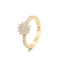 OUGEPHELI Cincin Perak 925 Berlapis Emas dengan Moissanite Model Bunga Bersusun Bersertifikat, Trendi, Elegan, dan Bermotif Bunga untuk Pengantin