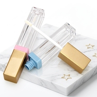 Tube de brillant à lèvres personnalisé en gros avec logo, tube carré transparent en plastique vide pour rouge à lèvres, conteneur vide pour brillant à lèvres
