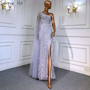 Abito da Sera Elegante Serene <span class=keywords><strong>Hill</strong></span> Personalizzato, Stile Sirena con Spacco Alto, Monospalla, Decorato con Perline, Colore Lilla, Collezione 2024 per Feste Femminili LA71493 - Product Image 5