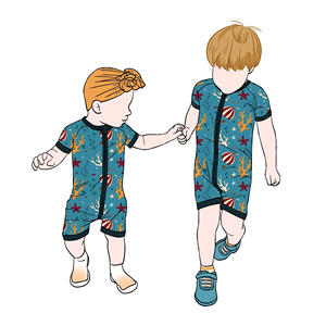 Tutina Estiva per Bambini Little Glow Kid con Cerniera Bidirezionale in Bambù, Maniche Corte, per Bambini e Ragazzi - Product Image 3