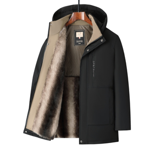 Veste de travail d'hiver <span class=keywords><strong>en</strong></span> molleton 100% coton poids lourd pour hommes matures, col rabattu, coupe décontractée, fermeture éclair avant, ODM à capuche - Product Image 1