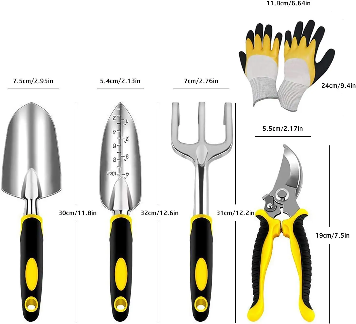 Garden Tool Set 5 Peças Alumínio Jardinagem Ferramentas Kit com Poda Shear Rake Pá Trowel Garden Tools