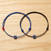 Bracelets de couple en corde tressée rouge en gros, bijoux avec breloques œil bleu porte-bonheur, bracelet réglable en cuir