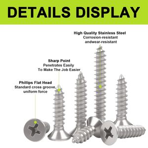 Industrial Grade #4 Flat Head <strong>Small</strong> <strong>Wood</strong> <strong>Screws</strong> Assortment Kit 420Pcs Fine Thread Drive Cabinet Hinge <strong>Screws</strong> - Product Image 3