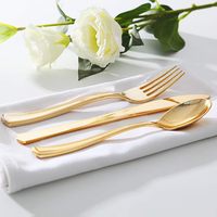 Ensemble de couverts jetables en plastique de qualité alimentaire - Couteaux, fourchettes, cuillères - Vaisselle sans BPA pour les fêtes, les mariages, les restaurants