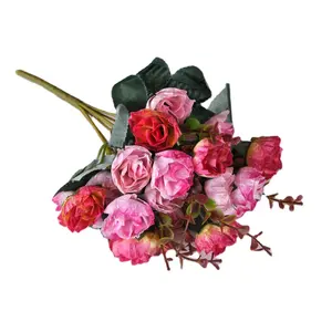 Seide künstliche Blumen Bouquet 21 Köpfe billige Blume für Home Wedding Decoration Indoor Room Decor. Blumen