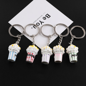Porte-clés en résine en forme de seau à popcorn 3D multicolore pour sac, étui d'écouteurs, pendentif, accessoire de bijouterie - Product Image 2