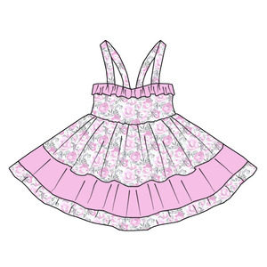 Robe pour enfants personnalisable <span class=keywords><strong>de</strong></span> style boutique, dentelle assortie, grande jupe, jupe <span class=keywords><strong>de</strong></span> princesse pour fille, robe d'anniversaire, robe <span class=keywords><strong>de</strong></span> fête pour enfants - Product Image 3
