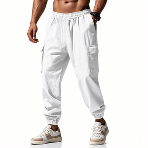 Pantaloni all'ingrosso <span class=keywords><strong>da</strong></span> <span class=keywords><strong>uomo</strong></span> pantaloni <span class=keywords><strong>di</strong></span> <span class=keywords><strong>lino</strong></span> <span class=keywords><strong>da</strong></span> <span class=keywords><strong>uomo</strong></span> tinta unita pantaloni in vita elastica vestiti <span class=keywords><strong>da</strong></span> lavoro Casual pantaloni personalizzati - Product Image 1