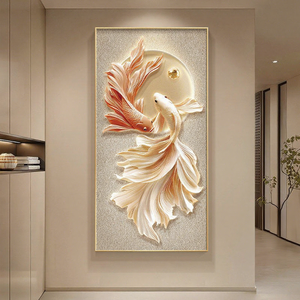 Quadro moderno da parete 2026: Nuovo Dipinto Decorativo con <span class=keywords><strong>Pesci</strong></span> Koi Incorniciato per Soggiorno, Sfondo, Parete, Ingresso, Corridoio, Murale - Product Image 1