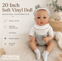 Poupée Reborn Meadow de 20 pouces avec corps en tissu, poupée nouveau-né réaliste peinte à la main, jouet compagnon pour enfants, cadeau d'anniversaire pour filles