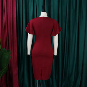 D3167 Trendy O-cuello Puff manga alta cintura Big Swing A-line vestidos de graduación mujeres señora elegante Casual mujeres vestido de talla grande - Product Image 5