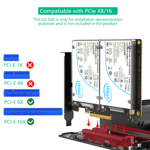 การ์ดแปลง Dual U.2 SSD เป็น PCIe 4.0 X8 รองรับ 2 X หรือแบบ Soft ไม่มีฟังก์ชัน PCI-e มีสินค้าในสต็อก การ์ดแปลง U.2 เป็น PCI-e 8x - Product Image 6